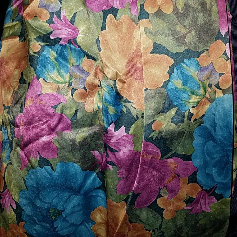 Tatyana Mirabelle Vintage Pinup Floral Dress w Dark Blue Purple Inlay Top Lace - Picture 8 of 8